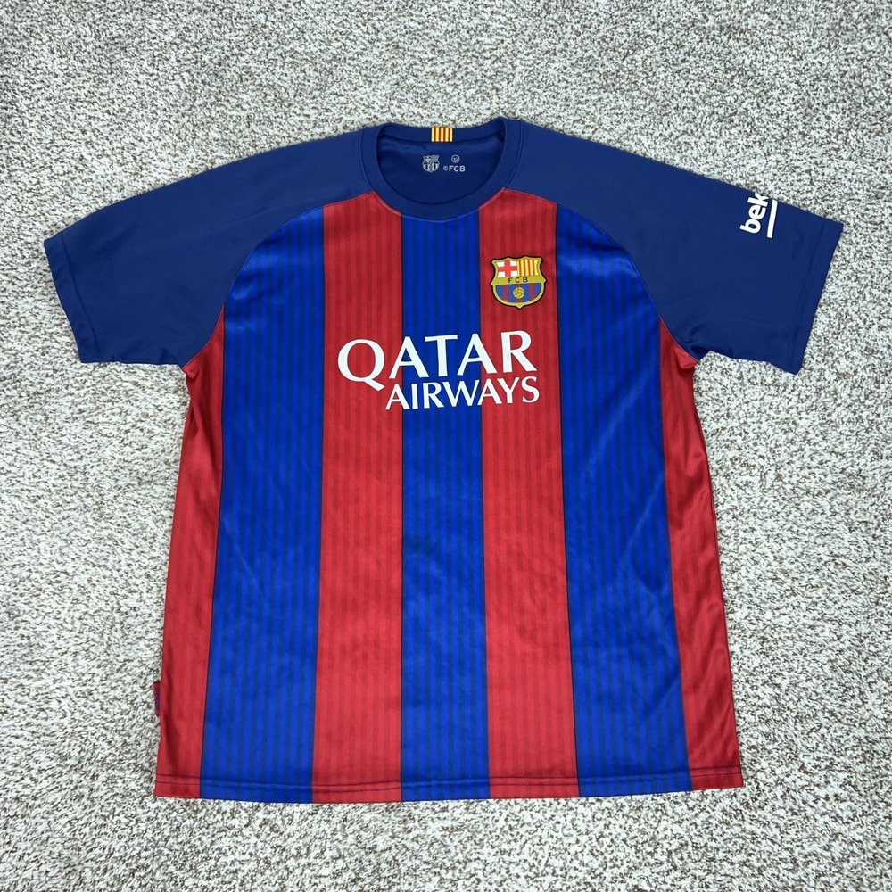 FC Barcelona Jersey Mens XL Blue Soccer Lionel Messi 10 Qatar Airways UNICEF